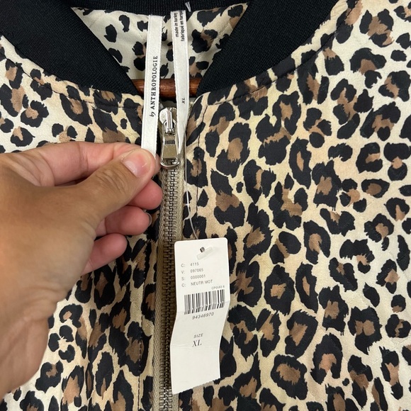 NWT Anthropologie Leopard Print Full Zip  Bomber Jacket SZ  XL - Picture 7 of 15